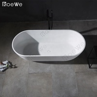 Baignoire autoportante en résine de pierre moulée de forme ovale en marbre artificiel de 180 cm, salle de bain de luxe, douche, surface solide