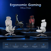 Chaises de bureau de jeu de conception nouvelle Noel avec massage électrique, soutien lombaire, repose-pieds, chaise ergonomique confortable entièrement en mesh