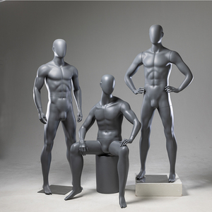 Maniquí Masculino de Fibra de Vidrio Gris Mate, Cuerpo Completo Musculoso, para Exhibición de Ropa Deportiva en Tiendas - Product Image 3