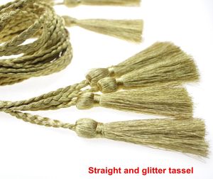 Nuova vendita calda Glitter doppio-end nappa collana con nappine cordoncino lungo intrecciato cintura in vita Skinny cintura intrecciata nappa per <span class=keywords><strong>Dr</strong></span> - Product Image 5