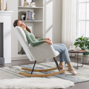 Cómoda mecedora, silla decorativa, <span class=keywords><strong>sillón</strong></span> con respaldo alto, <span class=keywords><strong>balancín</strong></span> deslizante tapizado para sala de estar - Product Image 4