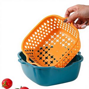 Home Kitchen Multi-Function 2-in-1 Vegetable Washer Dryer Double-Layer Plastic Eco-Friendly Foldable <b>Dishwasher</b> Safe Washing - Product Image 1