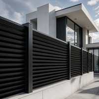 Panneaux de clôture de jardin modernes en aluminium noir, alliage 6063, anti-rouille, revêtement poudré, pour la sécurité de la propriété