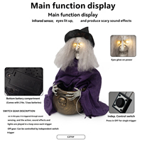 Décoration d'Halloween 2026 : Figurine Sorcière, Pot à Sucre Sorcière, Lumière à Détection Vocale avec Effet Sonore, Accessoires de Décoration