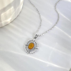 Collar de joyería de moda, colgante de plata 925, joyería fina para mujer, plata de ley 925, joyería ovalada. - Product Image 3