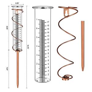 ग्लास सर्पिल बारिश गेज माप उपकरण उद्यान बारिश गेज के साथ धातु फ्रेम के साथ मापने कप ट्यूब ग्लास बारिश गेज - Product Image 2