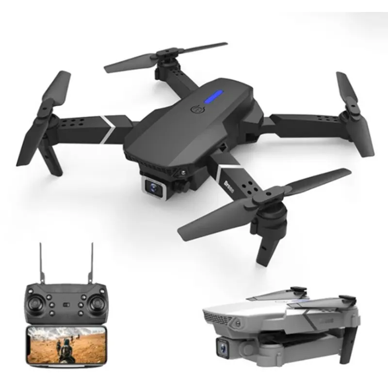 E88 Wifi Fpv Drone Met Dubbele 4K Hd Camera 'S En Groothoek Video Broadcast Drone 25 Oem Opbergtas Opvouwbare Drone Afstandsbediening