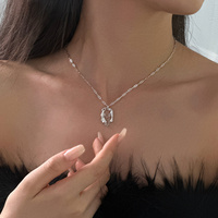 À la mode 925 en argent Sterling déclaration dames bijoux trombone grosse chaîne collier u forme collier à breloques