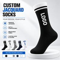 Chaussettes de sport personnalisées avec logo, en jacquard tricoté, imprimées, chaussettes de sport blanches personnalisées pour hommes, chaussettes de sport en coton pour la gym