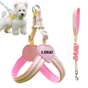 Livraison rapide, harnais pour chien personnalisé avec logo, 4 couleurs, harnais pour chien de haute qualité, ensembles de harnais mignons pour chiens, harnais en forme de Y, laisse élégante pour chien - Product Image 1