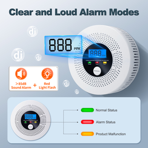 Detektor Alarm Pribadi Portabel Karbon Monoksida dan <span class=keywords><strong>Gas</strong></span> Alam dengan Sensitivitas Tinggi, Baterai 3AA, Alarm 85 DB - Product Image 3
