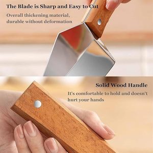 Stainless Steel Manual Cake <strong>Server</strong> Wooden Handle Multi-functional Fruit Slicer Knife Watermelon Melon Pizza Pastry Bakery <strong>Tools</strong> - Product Image 4