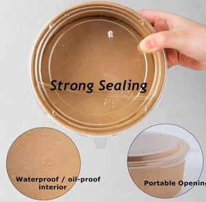 Récipient de papier à emporter artisanal populaire bol à salade de fruits et légumes bol en papier kraft jetable - Product Image 2