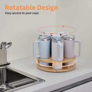 Organisateur de tasse Stanley organisateur de bouteille d'eau pour Stanley pour armoire organisateur de gobelets en bambou Compatible avec le support de tasses de 40 oz - Product Image 6