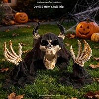 Accessoires d'Halloween : Ensemble de trois squelettes démoniaques à insérer au sol pour décoration de maison hantée, pièce secrète ou cour extérieure