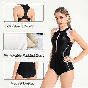 Traje de Baño de Una Pieza <span class=keywords><strong>para</strong></span> <span class=keywords><strong>Entrenamiento</strong></span> de Natación con Espalda Cruzada, Tejido Elástico Transpirable de Secado Rápido <span class=keywords><strong>para</strong></span> Mujer - Product Image 2