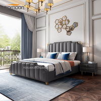 Luxuriöses Kingsize-Bett mit PU-Lederpolsterung, Stauraum, Gepolstertem Kopfteil und Nagelkopf-Verzierung, Moderne Hotel-Schlafzimmermöbel OEM