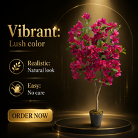 Arbre artificiel de bougainvillier de 1,5 m, fleurs roses, tronc en plastique, écologique et durable pour la décoration de la maison, de l'hôtel, de la villa et du jardin