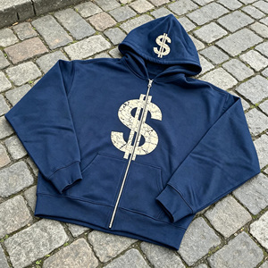 Tianan Clothing: Felpa con Cappuccio Oversize Personalizzata da <span class=keywords><strong>Uomo</strong></span> con Zip, Stile Vintage Y2K, Motivo Quadrato, Unisex, Streetwear - Product Image 2