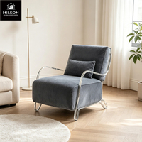Fauteuil moderne de luxe avec structure métallique, coussin haute densité, revêtement en tissu, chaise individuelle pour l'intérieur et l'extérieur, idéal pour la détente