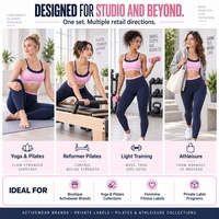 Ensemble de yoga personnalisé à pois avec soutien-gorge de sport superposé à double bretelles, ceinture contrastante et leggings taille haute, tenue de studio pour femmes, vêtements de sport