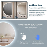 Miroir LED intelligent moderne en forme de demi-lune avec interrupteur tactile, classé IP65, haut-parleur Bluetooth pour salon et salle de séjour