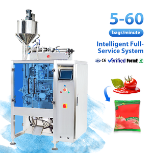 Ensacheuse de sauce tomate de précision : Machine horizontale de formage, remplissage et scellage avec contrôle PLC et conception sanitaire en acier inoxydable - Product Image 1