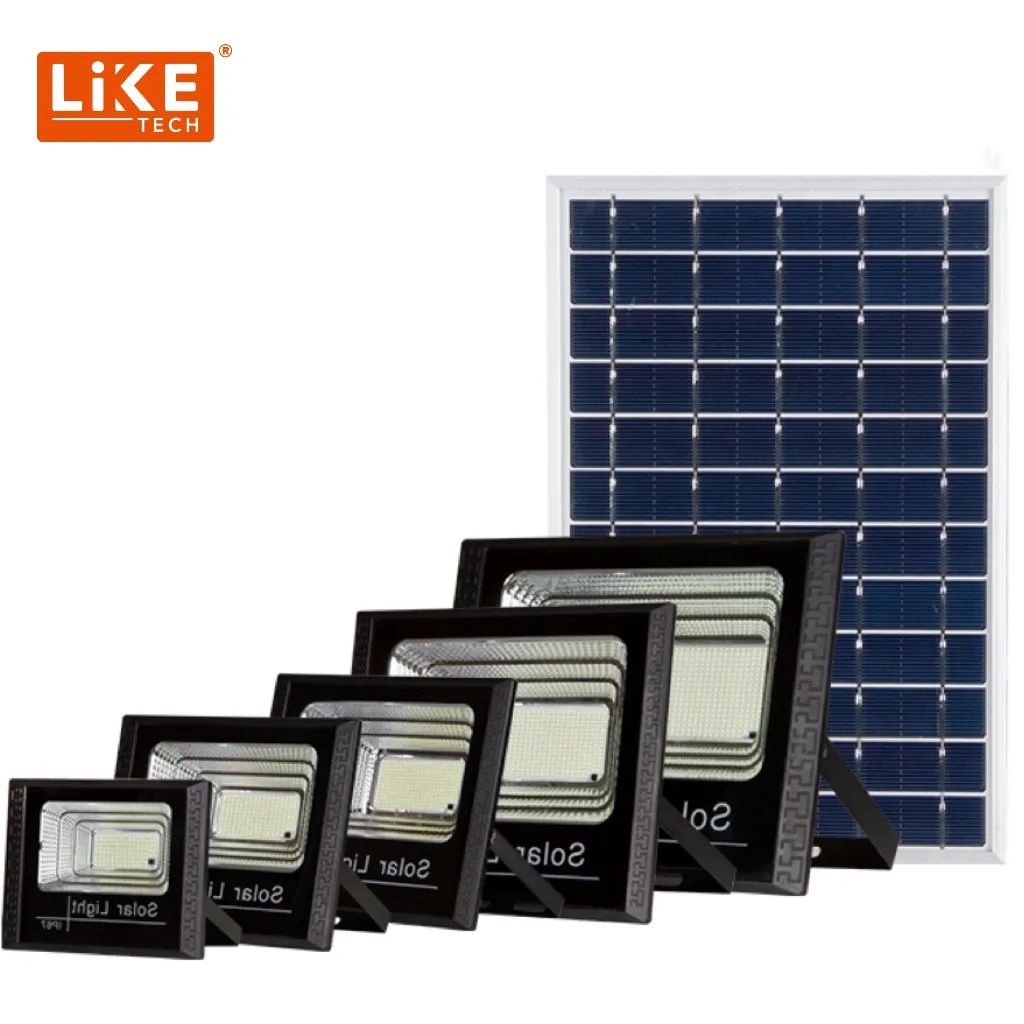 Liketech 2023 nouvelle fonction 50 100 200 300 600 2000W ip65 boîtier en aluminium étanche lumière led projecteur solaire extérieur