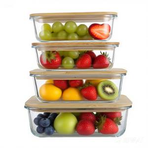 Haute Borosilicate Verre <span class=keywords><strong>Bambou</strong></span> Bois Couvercle Frais Boîte À Lunch Ensemble Bol <span class=keywords><strong>En</strong></span> Verre Micro-ondes Spécial Scellé Boîte À Lunch - Product Image 1