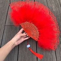 Ventilateur de festival pliant monocouche dentelle plume creux en plastique os ventilateurs à main pour cadeau de mariage Handfan os personnalisé
