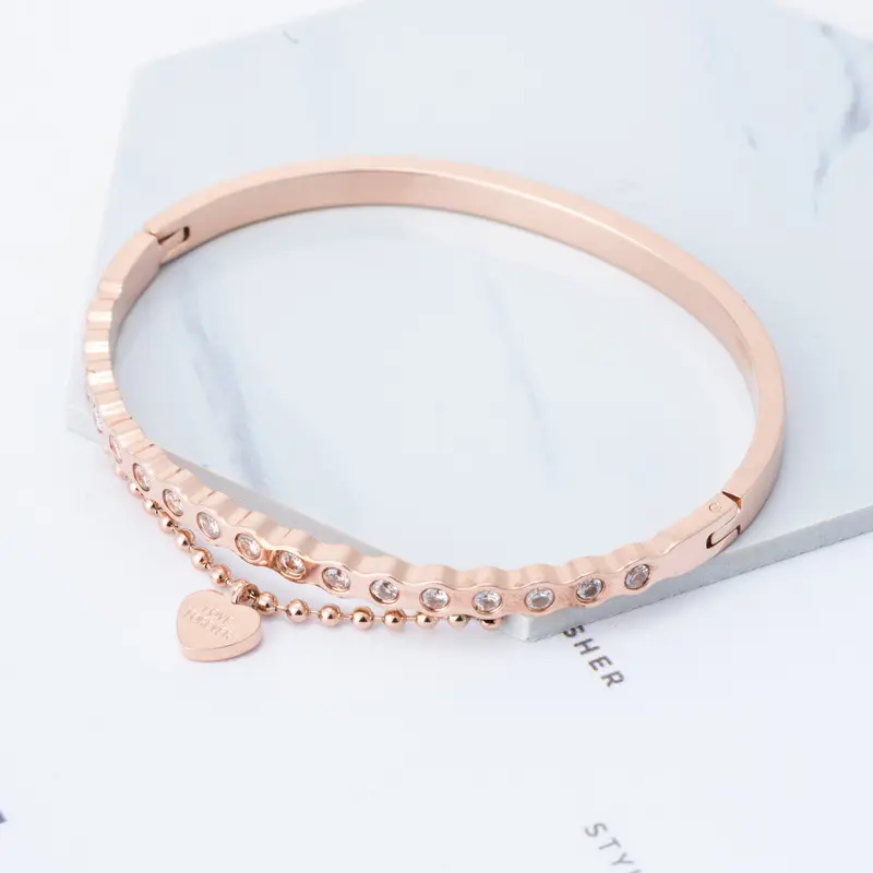 Kreative ins Stil Zirkon Edelstahl offenes Armband Valentinstag Schmuck für immer Liebe Liebhaber Paar Armband