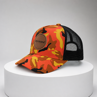 Casquette Trucker 5 Panneaux Personnalisée avec Logo Qualité Supérieure, Camouflage Orange, en Maille, pour Chasse en Extérieur, Casquette de Baseball Snapback, Vente en Gros, Performance Optimale