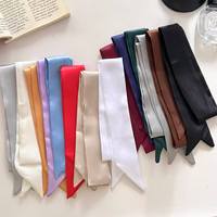 Écharpe en polyester satiné de couleur unie, style coréen, ruban étroit et long, nœud de cheveux de style français, haut de gamme, polyvalente, automne