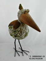 Patung Burung Egret Resin Lukis Tangan Buatan Tangan untuk Luar Ruangan, Ornamen Taman Bermotif Hewan, Karya Dekoratif