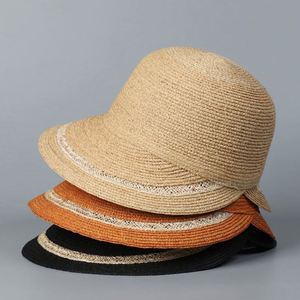 2025 New Arrival Raffia Straw Sunshade Hat Elegant Wide Brim <b>Sunscreen</b> Holidays Casual Straw Sombrero Hat - Product Image 2