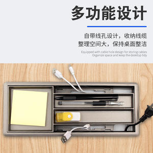 Office Desktop Plastic Cable Management Box Multi Functional USB Storage Organizer <b>Pen</b> Holder Rectangle Standing Type PP - Product Image 5