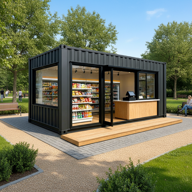 Mall Shipping Container Shop 20ft 40ft Modular Luxury Retail Kiosk Custom Design Commercial Store