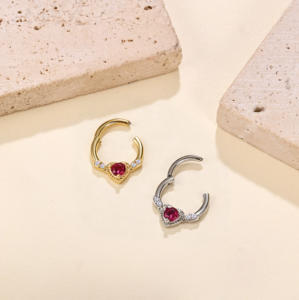 Boucles d'oreilles personnalisées en gros, bijoux de piercing pour le <span class=keywords><strong>nez</strong></span>, <span class=keywords><strong>boucle</strong></span> fermée simple face - Product Image 2