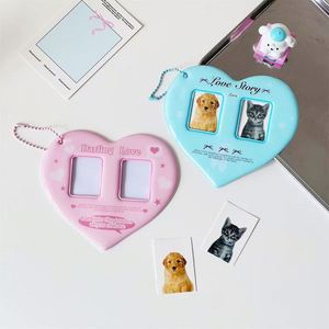 Porte-clés double photo en forme de cœur, pendentif perlé mignon, porte-clés personnalisé avec photo, cadeau de couple, souvenir de fête - Product Image 1
