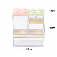 Boîte de rangement empilable en blocs transparents en plastique pour fournitures de bureau, épices, aliments pour animaux, petites pièces