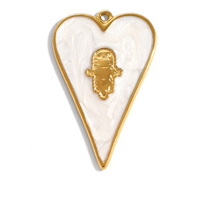 Colgante de Acero Inoxidable en Forma de Corazón con Piedra Ojo de Gato para Fabricación de Joyas Primavera 2026 Origen Yiwu PJ93891 - Product Image 4