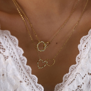 Collar con colgante de anillo de oro de 18 quilates de acero inoxidable para mujer, cadena de clavícula versátil, diseño de novedad transfronterizo - Product Image 1