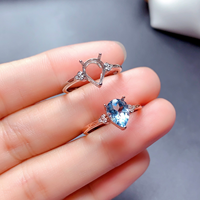 Großhandel Rhodium-Plattierter 925 Sterling Silber Birnenförmiger DIY Edelstein-Ring Leere Ringfassungen Ohne Steine
