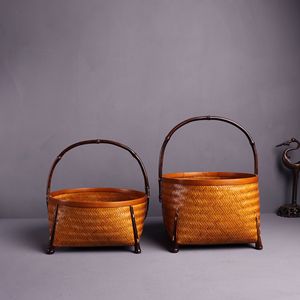 Bamboo Woven Storage Tray Rectangle Handmade Home Office Fruit Basket Storage <b>Box</b> <b>Gift</b> Use - Product Image 2