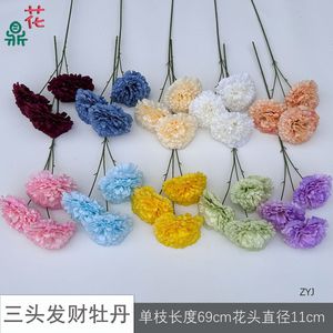 Flores de Seda de Peonía de Tres Cabezas, Decoración de Boda, Arreglo Floral Artificial para Pared, Ecológico, Hecho en China - Product Image 4