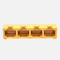 Connecteur RJ45 Cat6 Série 53MINI 8P8C 1x4 ports UTP, prise modulaire PCB, pas de 13,56 mm pour commutateur réseau/routeur