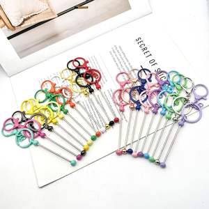 Porte-clés en métal perlé en silicone DIY de haute qualité, coloré, rose, jaune, avec barre émaillée pour perles, modèle « <span class=keywords><strong>Mama</strong></span> », très demandé - Product Image 2