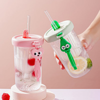 Bouteille d'eau durable et résistante aux chutes pour enfants, style influenceur, avec paille et motif de dessin animé, idéale pour les étudiants, gourde d'été