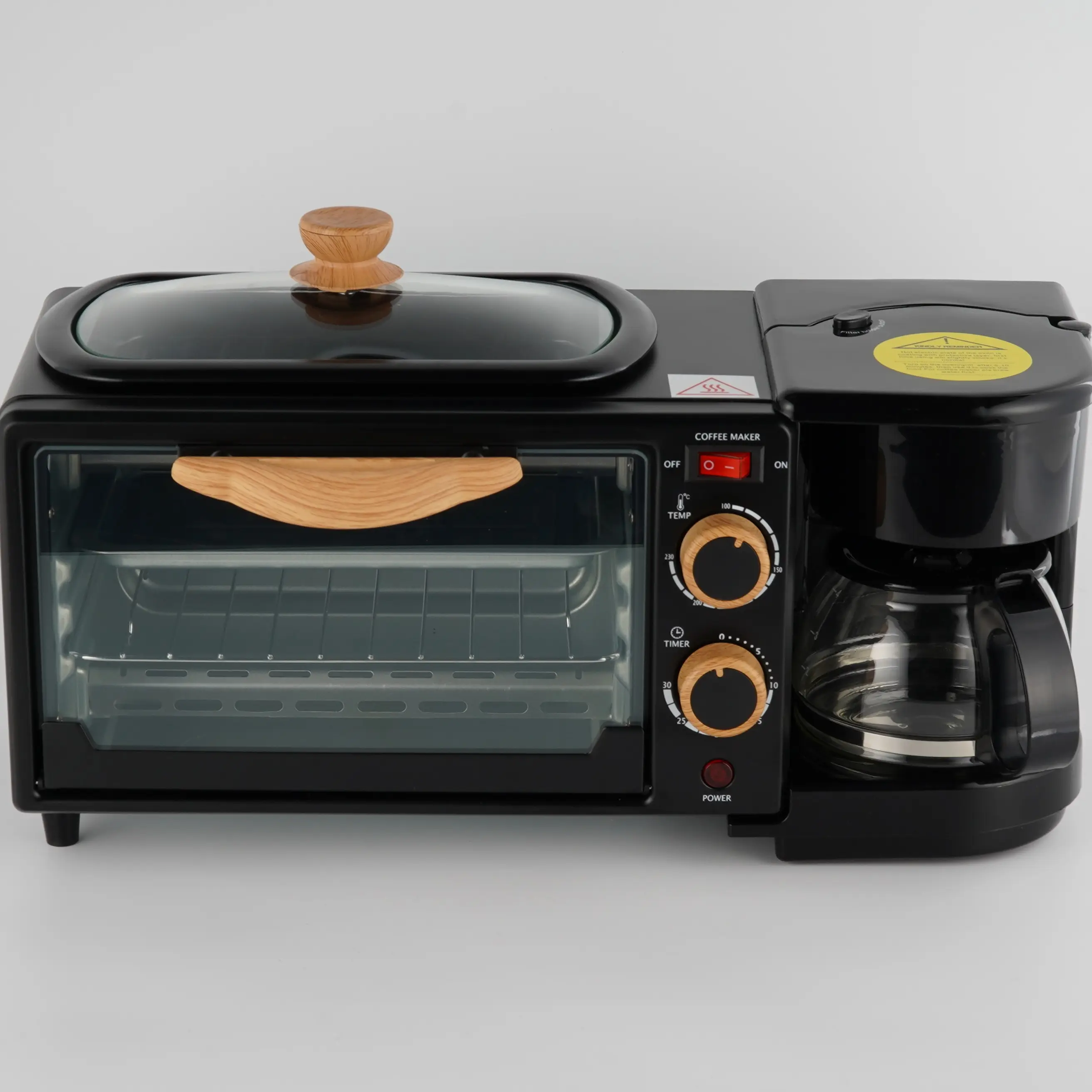 Новый дизайн, модная многофункциональная 3-в-1 машина для завтрака включает в себя тостер, 4-чашечную кофеварку и гриль