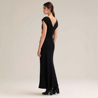 Robe longue décontractée en mousseline à col rabattu sans manches boutonnée pour femme – Robe d'été